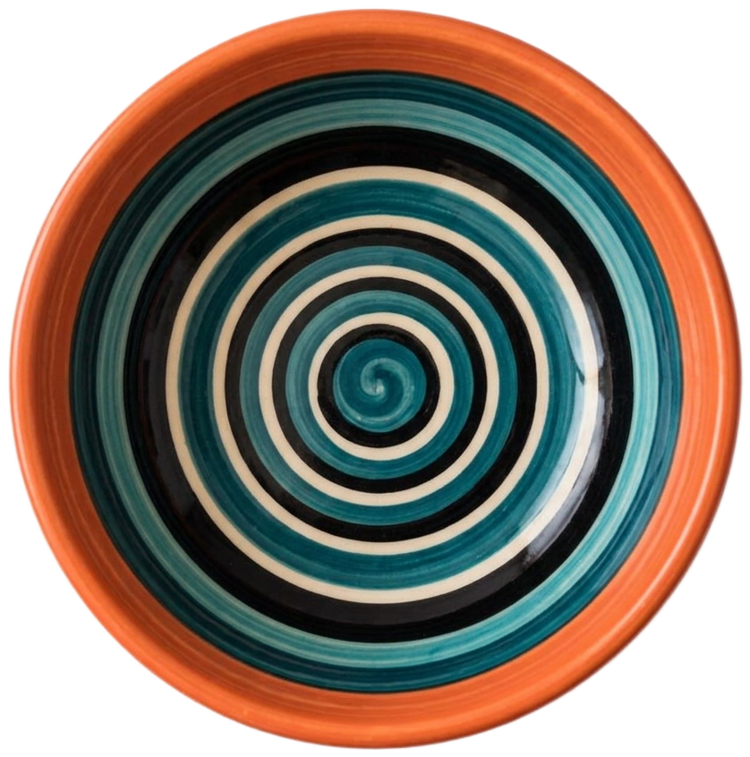 Cuenco UGA con espiral en verde, negro y crema